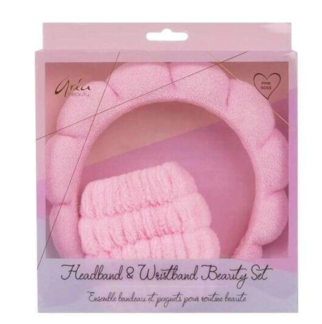 Aria Beauty - Headband & Wristband Beauty Set - Pink