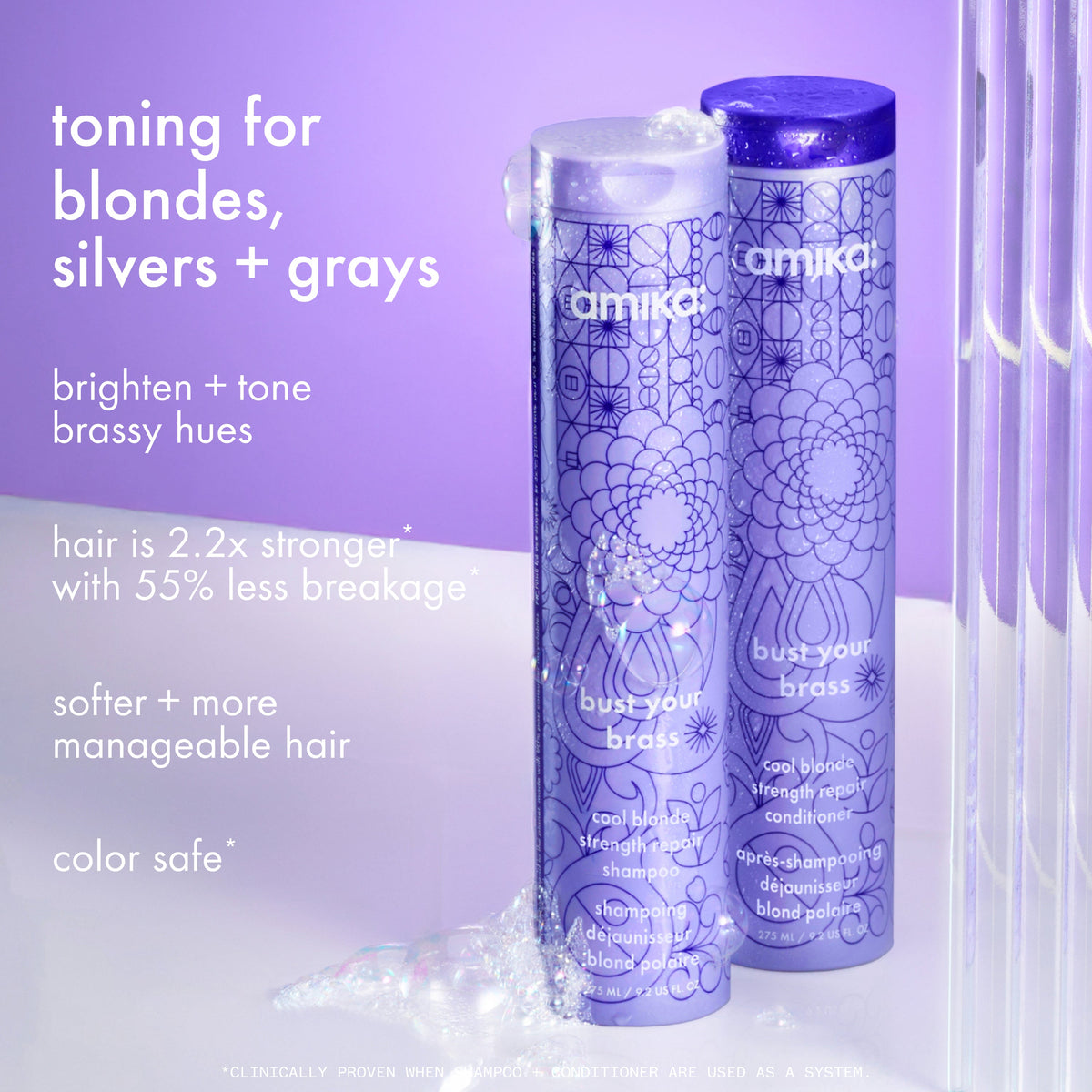 Amika AMIKA - "Bust Your Brass" Cool Blonde Repair Shampoo - photo 3